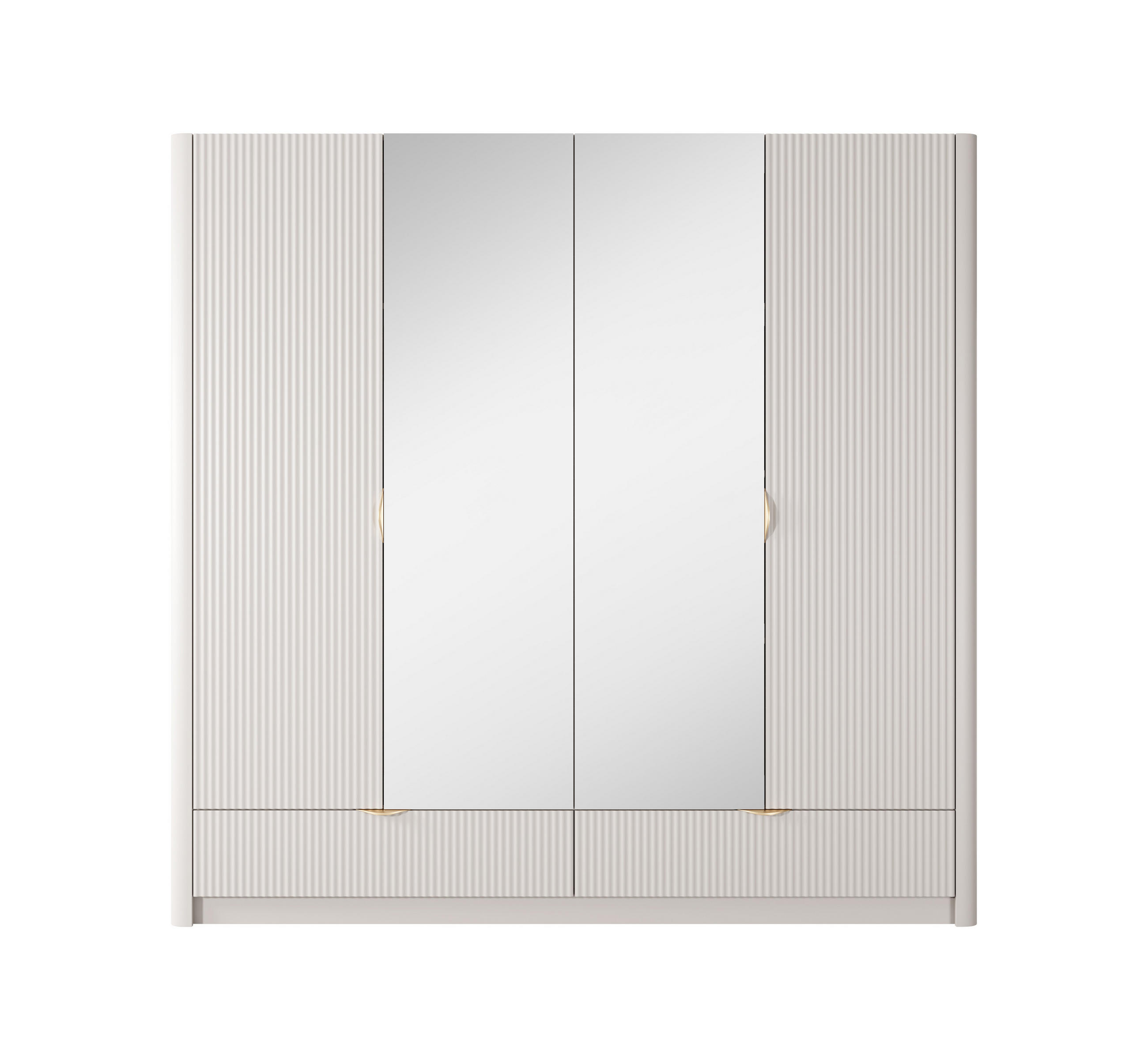 KLEIDERSCHRANK Vespasia 4T 2S Beige 213/208,4/54,6 cm – Geriffelten Fronten - Beige, Holzwerkstoff (213/208.4/54.6cm) - AX Living