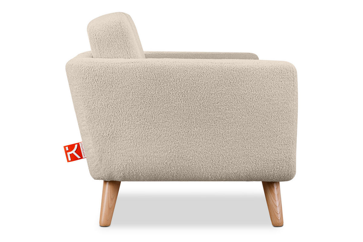 SOFA TAGIO mit Armlehnen, Creme - Creme/Braun, Buchenholz/Textil (153/80/84cm) - KONSIMO®