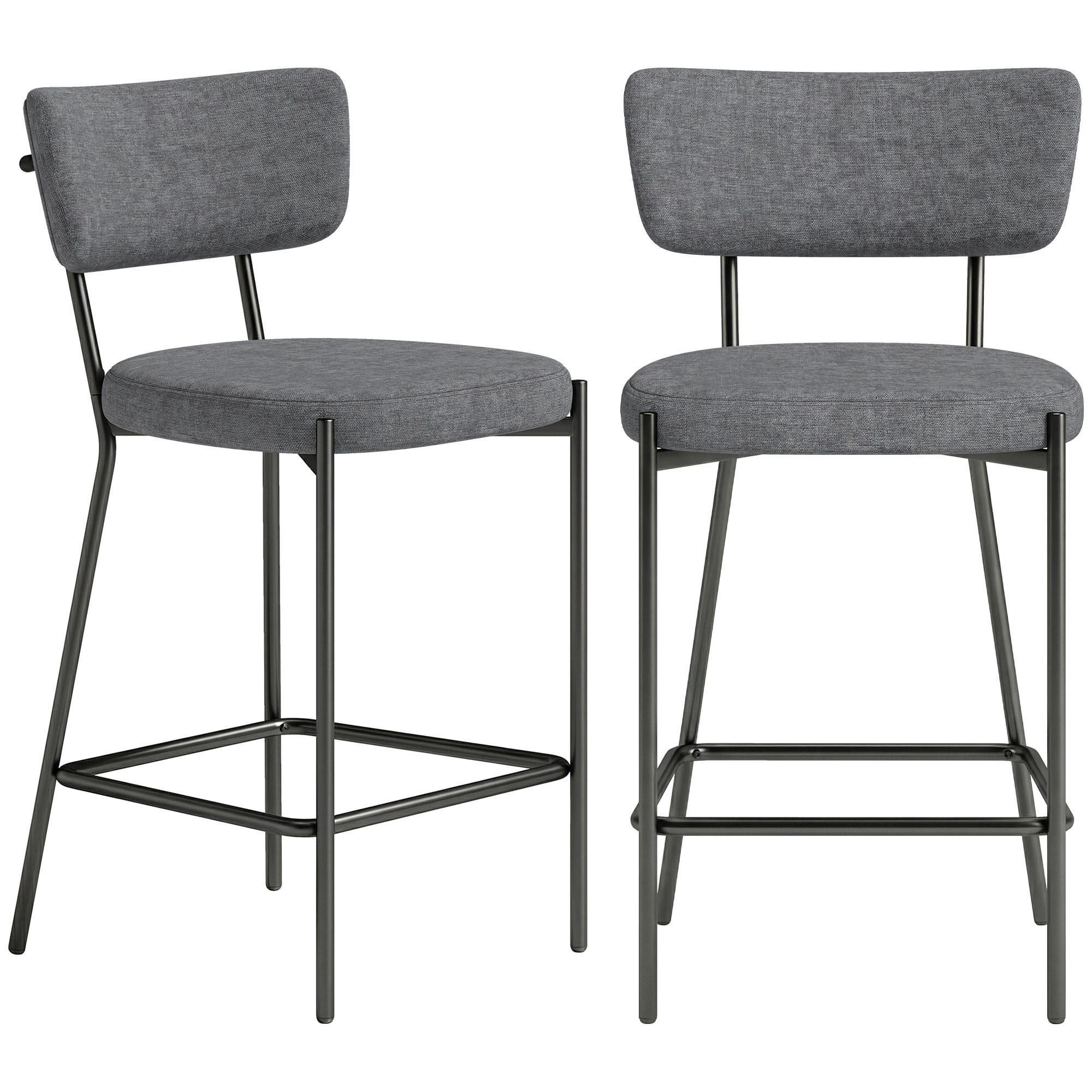 BARHOCKER SET 2 TLG. aus Polyester Metall Grau - Schwarz/Grau, Textil/Metall (49/93/53cm) - HOMCOM