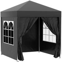 FALTPAVILLON 2x2 m mit 4 Seitenwänden Schwarz - Schwarz, Metall (200/240/200cm) - ComfortXL