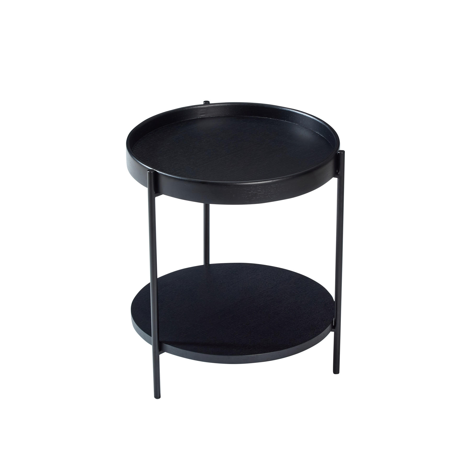 KONFERENČNÍ stolek ze dřeva a MDF, Ø69/38 cm černý, kulatý se 2 policemi - černá, kompozitní dřevo (44/44/48cm) - BEAOK