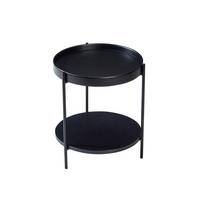 KLUBSKA miza iz lesa in MDF, Ø69/38 cm črna, okrogla z 2 policama - črna, leseni material (44/44/48cm) - BEAOK