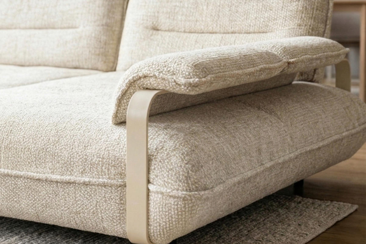 ECKSOFA ANISSA Cremeweiß Flachgewebe - Creme/Schwarz, Kunststoff/Textil (185/297cm) - KAWOLA