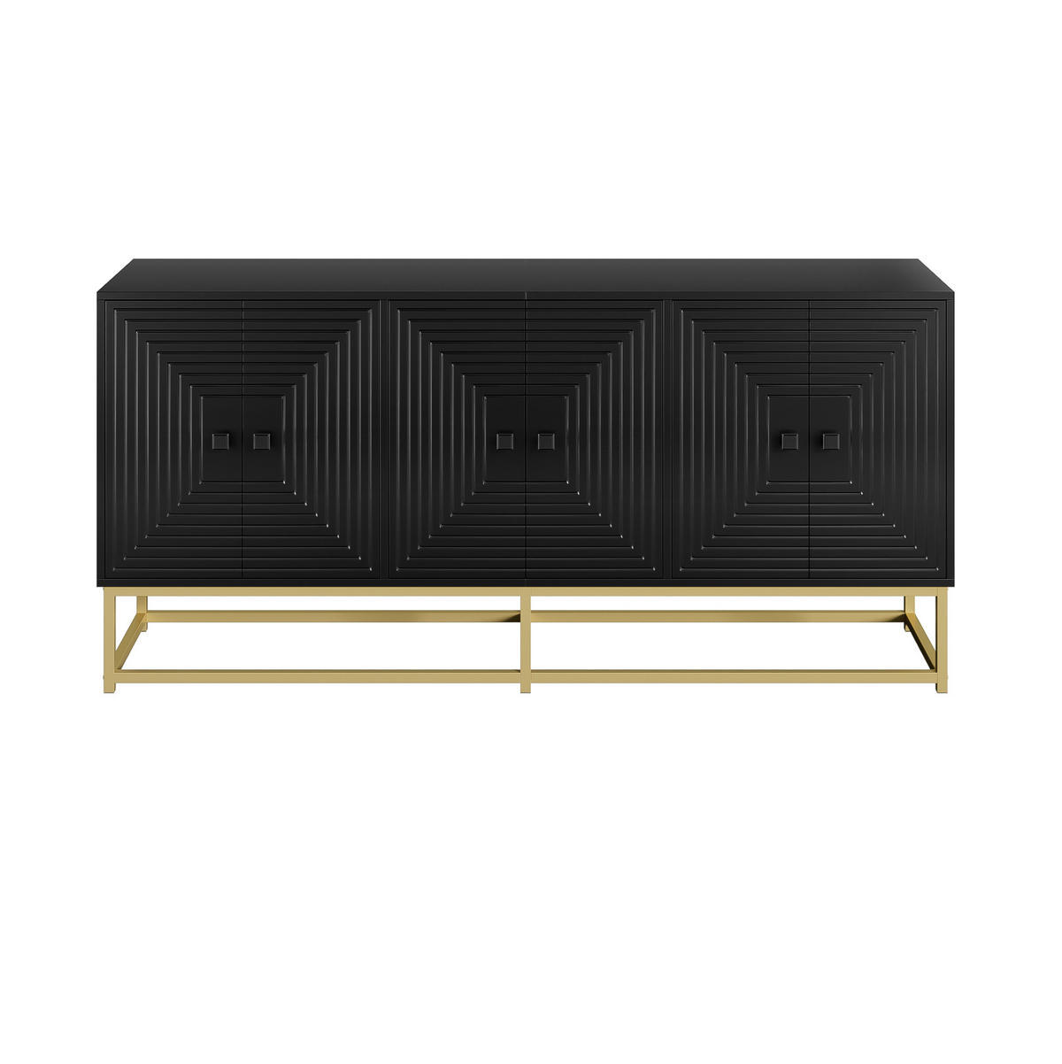 KOMMODE 160/38/75,5 cm aus Spanplatte mit 3 Doppeltürfächern Schwarz - Schwarz, Holzwerkstoff (160/75.5/38cm) - Modenvie