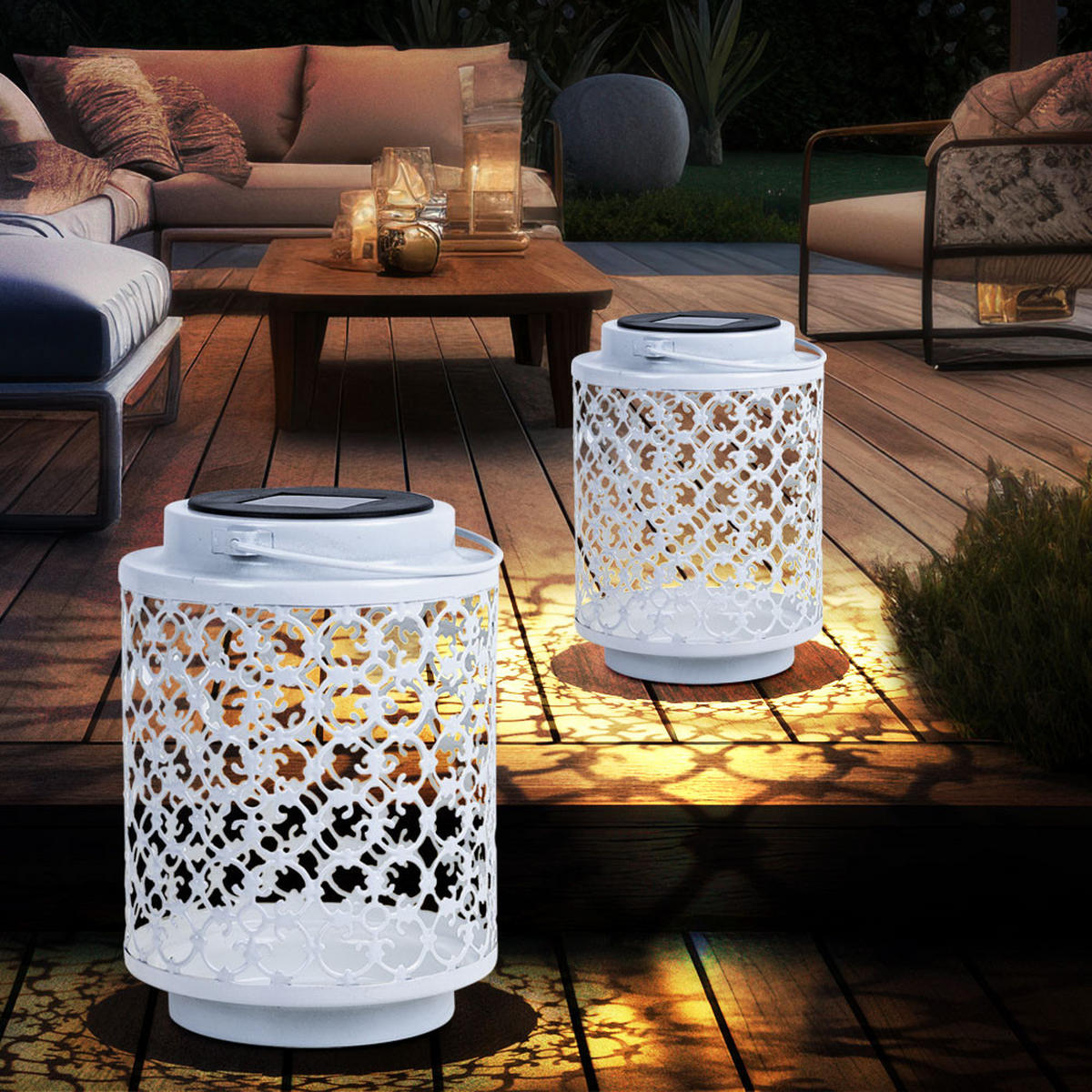LED AUSSENLEUCHTE Metall Weiß Orientalisch 4er Set - Weiß, Metall (13/18/13cm) - Nowa