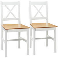 ESSZIMMERSTÜHLE 2er-Set DE-13199 Landhausstil mit gekreuzter Rückenlehne Weiß/Eiche - Weiß, Holz (46.5/86/41cm) - ComfortXL