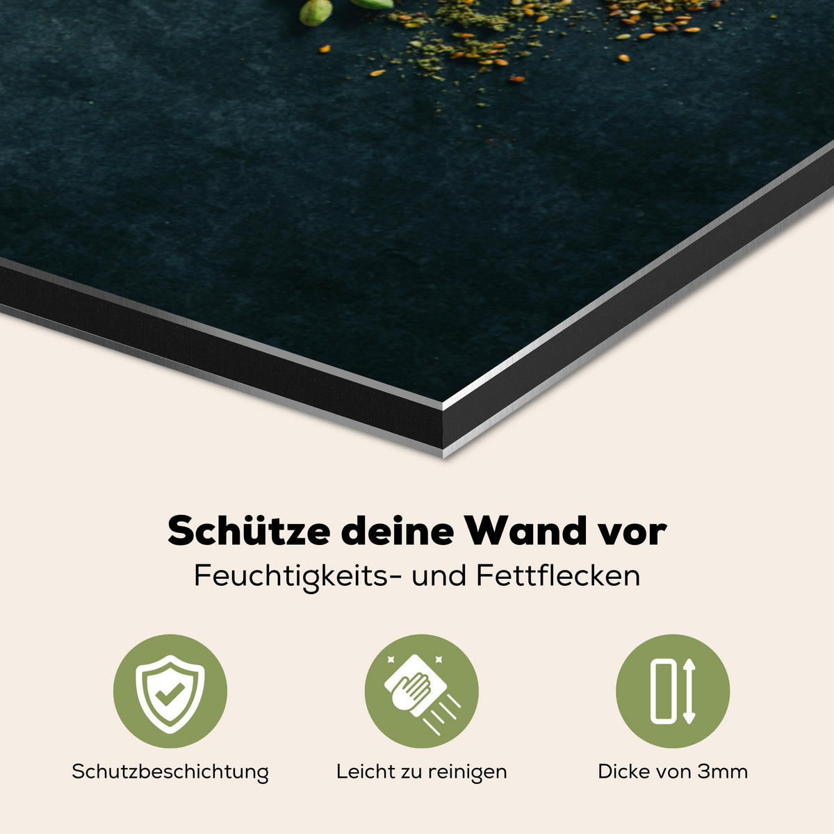 SPRITZSCHUTZ KÜCHE Kräuter - Gewürze - Löffel 90x60 cm - Multicolor, Metall (90/0.3/60cm) - MuchoWow