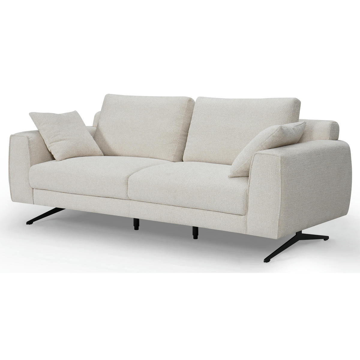 DREISITZER-SOFA Webstoff Beige - Beige/Schwarz, Textil/Metall (217/84/92cm) - Furnhouse
