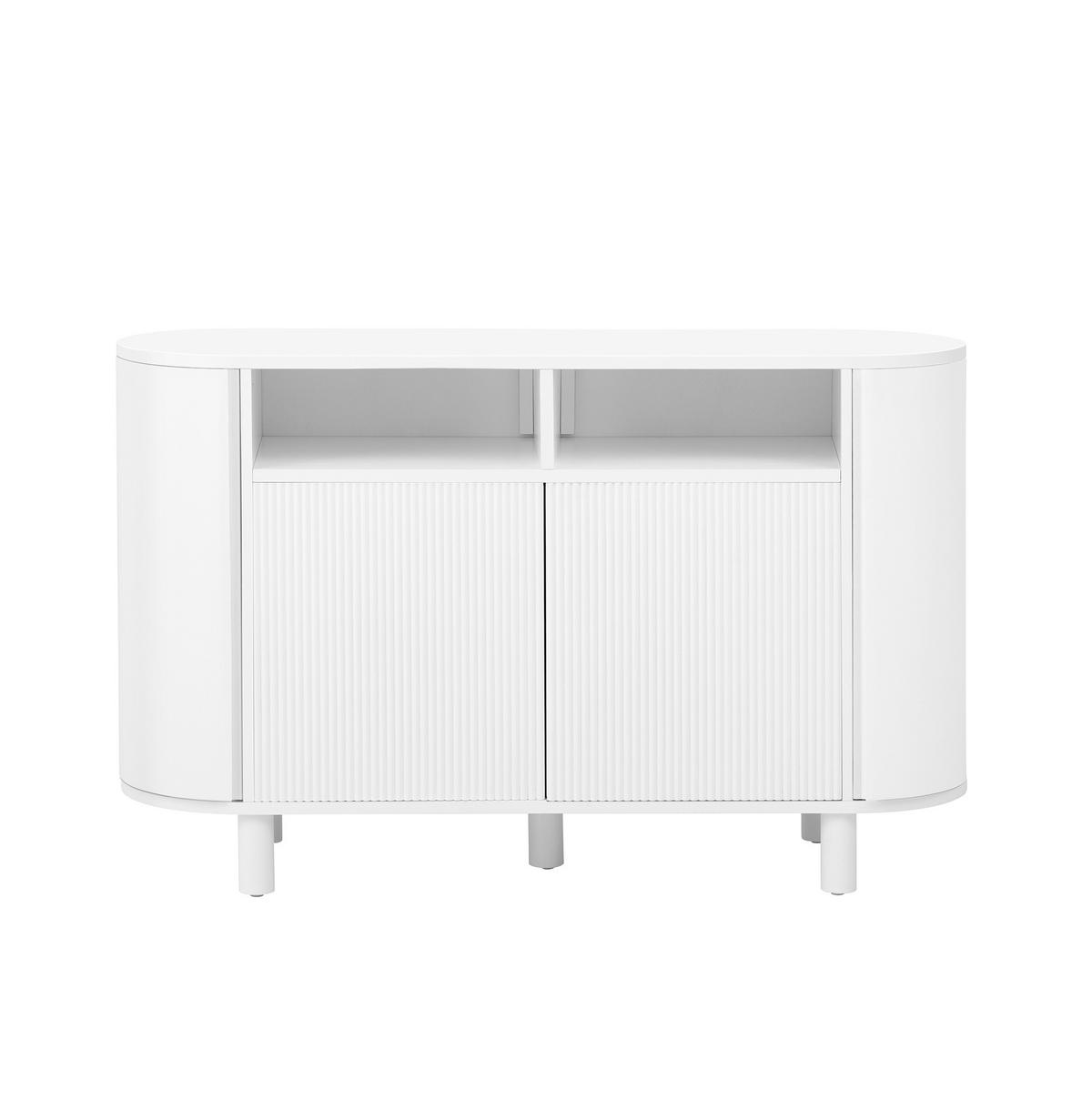 SIDEBOARD 120/38/77 cm mit höhenverstellbaren Böden, Rundbogenfach und verstellbaren Füßen aus MDF, Weiß - Weiß, Holzwerkstoff (120/77/38cm) - Redom