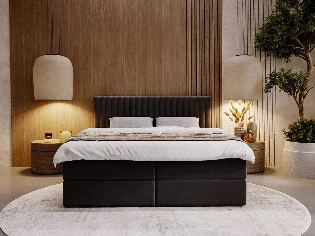 BOXBETT Marbella 200x200 Anthracite - Anthrazit, Holz/Textil (200/200cm) - Graingold