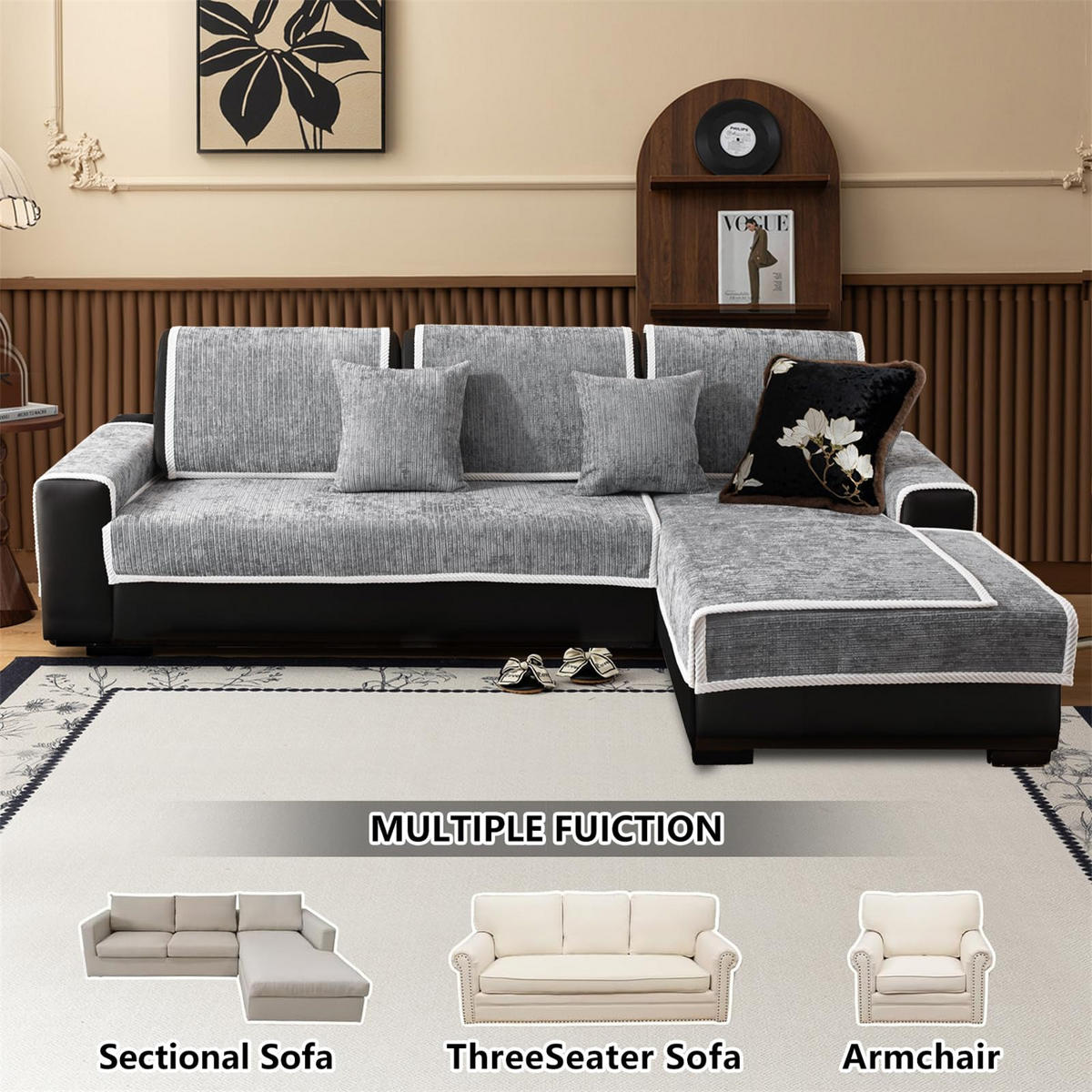 SOFAÜBERWURF ‎Chenille, Hellgrau 1 Stück - Hellgrau, Textil (70/210cm) - Kaket