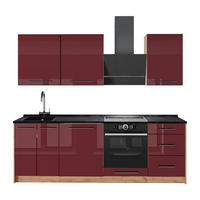 CHICINETĂ Fame-Line, Bordeaux lucios ridicat/Stejar auriu, 230 cm, AP Antracit - stejar miere/bordo, compozit lemnos (230/206.8/60cm) - Vicco