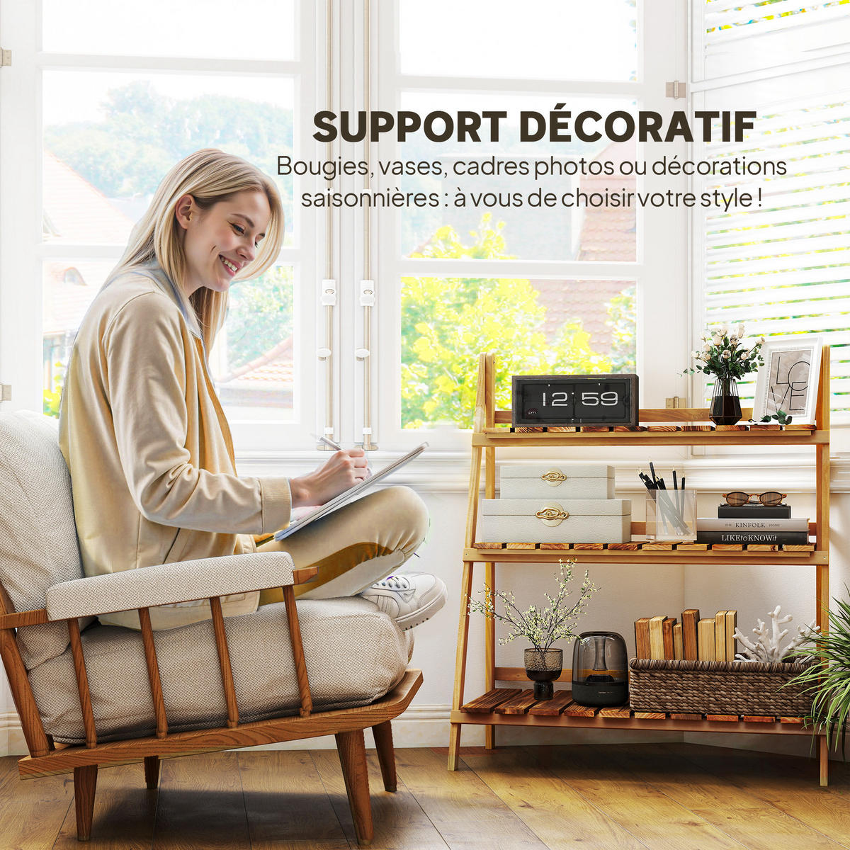 BLUMENTREPPE DE-12126 3-stufig, klappbar, pyramidale Form Braun - Braun, Holz (37/93/80cm) - ComfortXL