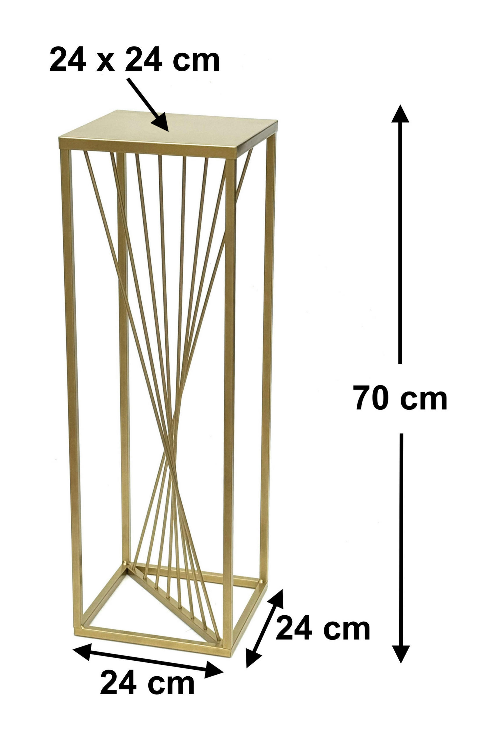 BLUMENHOCKER Metall Gold Eckig 70 cm - Goldfarben, Metall (24/70/24cm) - DanDiBo