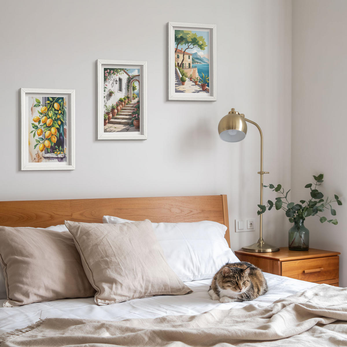 WANDBILDER 3er-Set - 20x30 cm Weißer Rahmen - Zitronen, Blumen, Meerblick - Weiß, Kunststoff (20/30cm) - ArtPrintCave