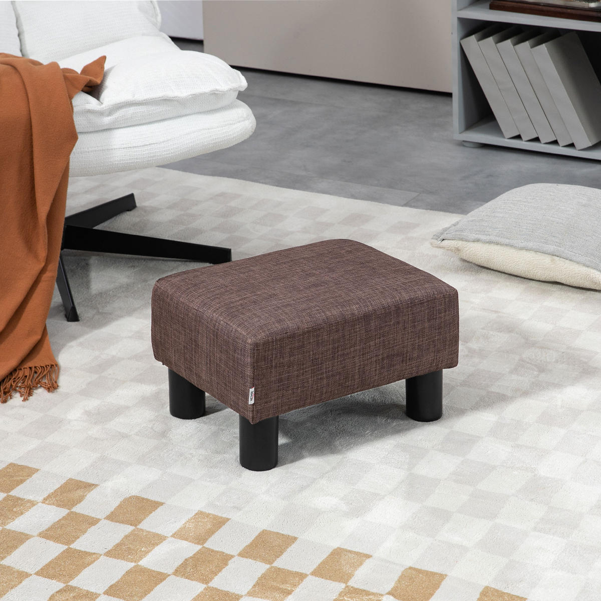 FUSSHOCKER, Polsterhocker, Stoff, Braun - Braun, Textil (30/24/40cm) - HOMCOM