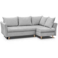 ECKSCHLAFSOFA Neron mit 2 Bettkasten und Beine in Buchefarbe, Hellgrau, rechts - Buchefarben/Hellgrau, Textil (233/148cm) - Beautysofa