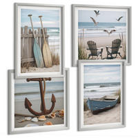 BILDER SET 4er Set - 50x50 cm & 40x60 cm Silberner Rahmen - Sommerstrände, Meereslandschaft - Silberfarben, Kunststoff (50/50cm) - TULUP
