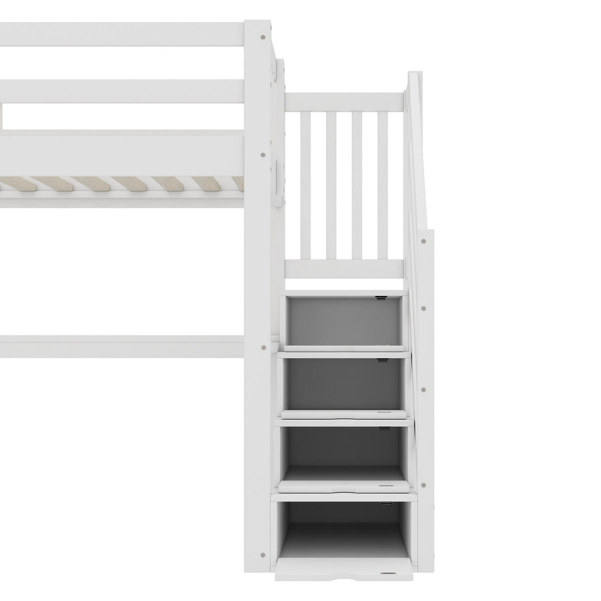 VISOKA postelja 90/200 cm bela s pisalno mizo in shranjevanjem iz bora in MDF - bela, les (90/200cm) - OKWISH