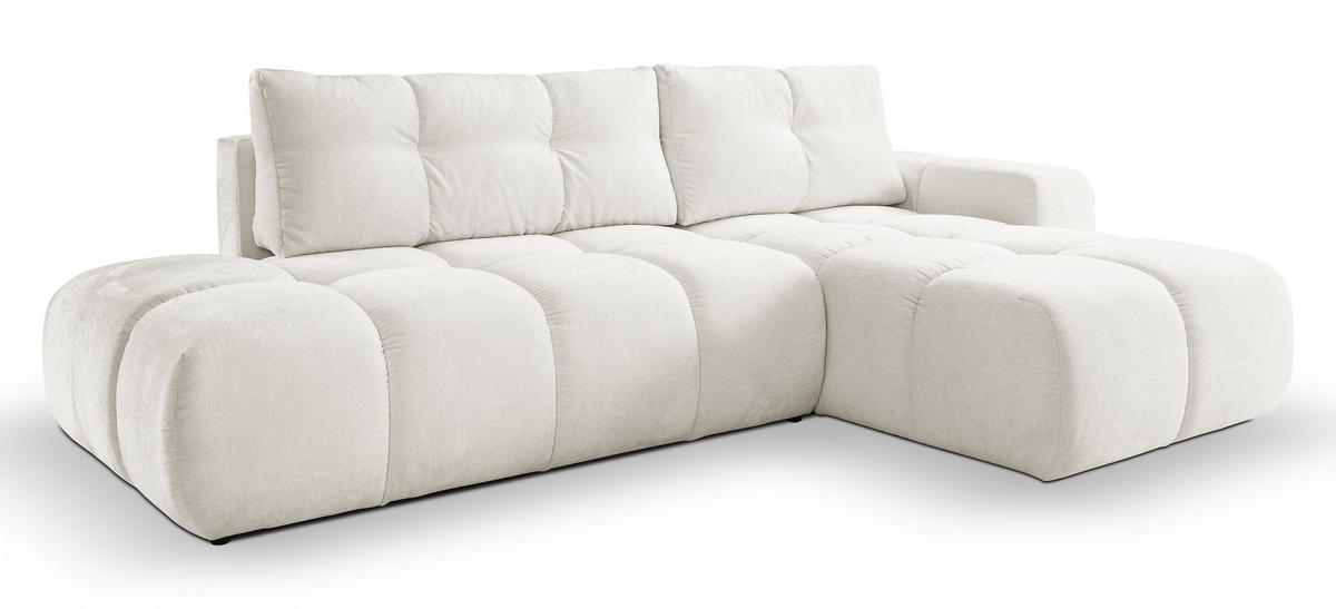 ECKSOFA L Form Hosio Cremefarbton 286/177/88 cm Rechts mit Schlaffunktion - Hellgrau/Schwarz, Kunststoff/Textil (286/177cm) - AX Living