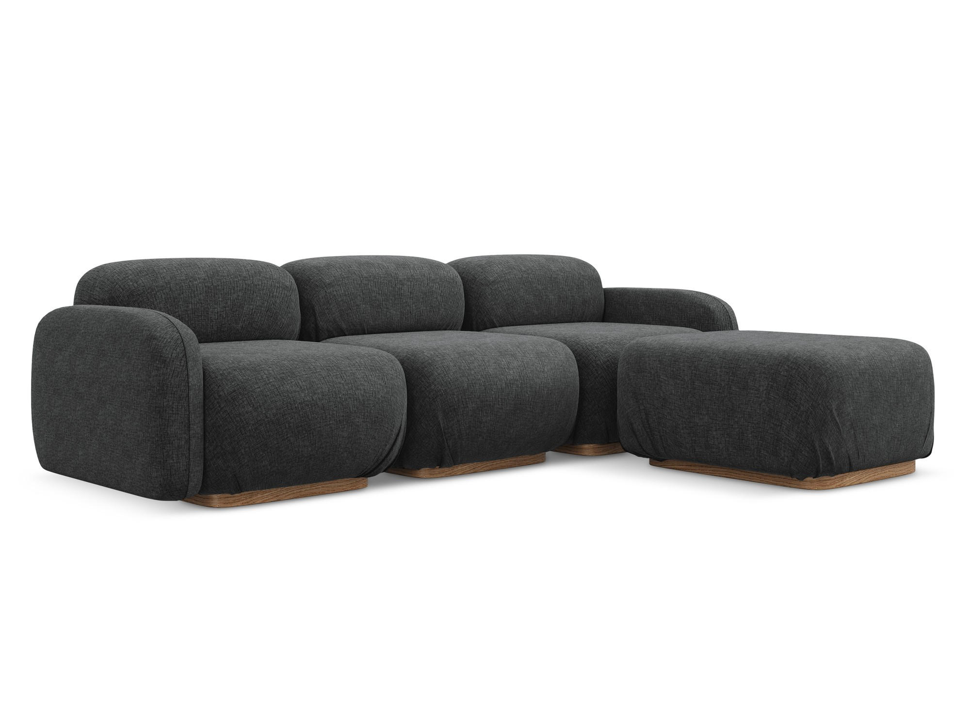 ECKSOFA Beidseitig Chenille Stoff Grau - Dunkelgrau/Braun, Holz/Textil (270/190cm) - Makamii