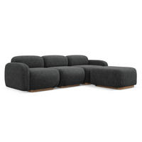 ECKSOFA Beidseitig Chenille Stoff Grau - Dunkelgrau/Braun, Holz/Textil (270/190cm) - Makamii