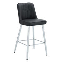 BARHOCKER 2er-Set 100 cm PU-Leder Schwarz Silber - Silberfarben, Metall (45/100/42cm) - Meubliv