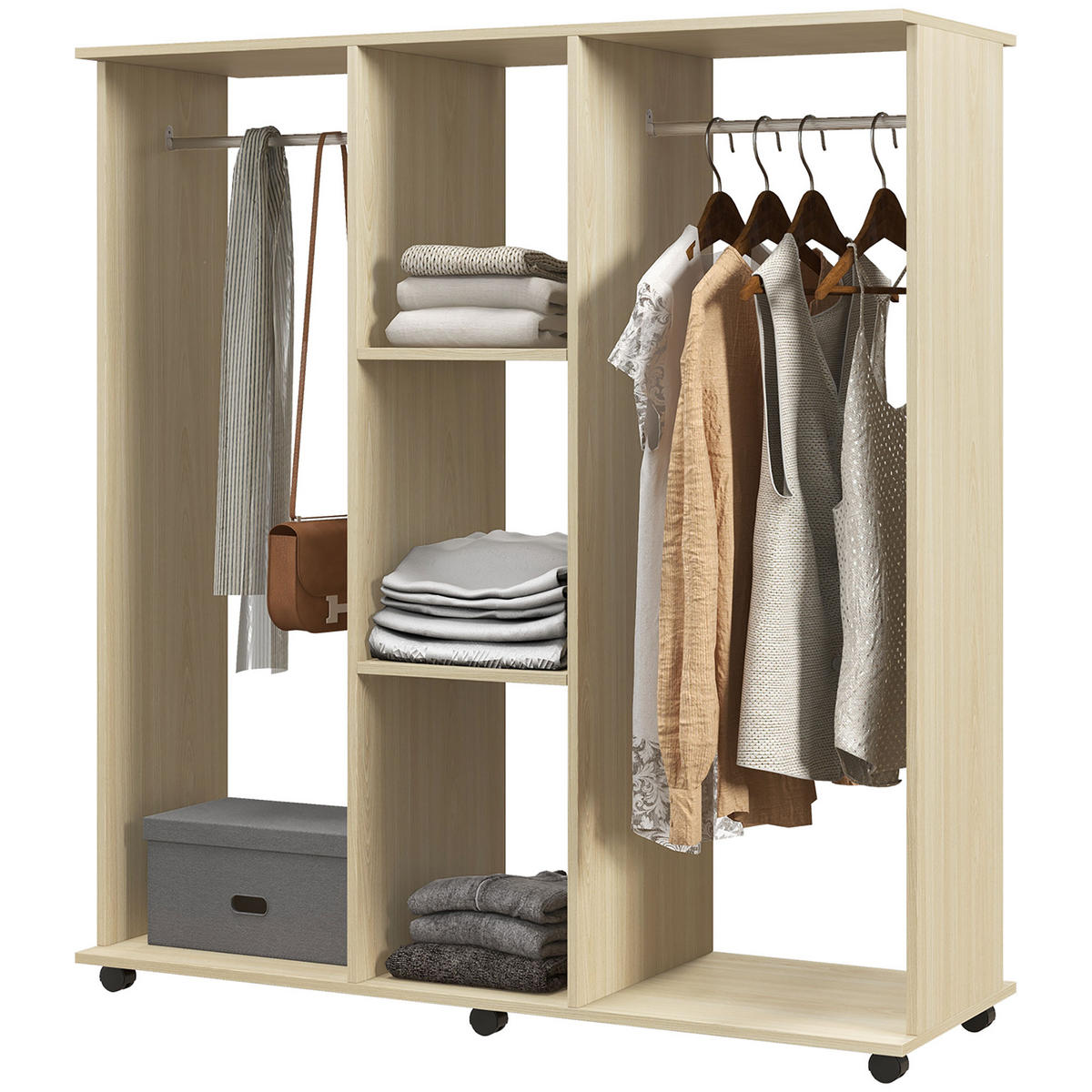 KLEIDERSCHRANK Eukalyptusholzfarben 1 Stück - Eukalyptusholzfarben, Holzwerkstoff (40/128/120cm) - GiPP