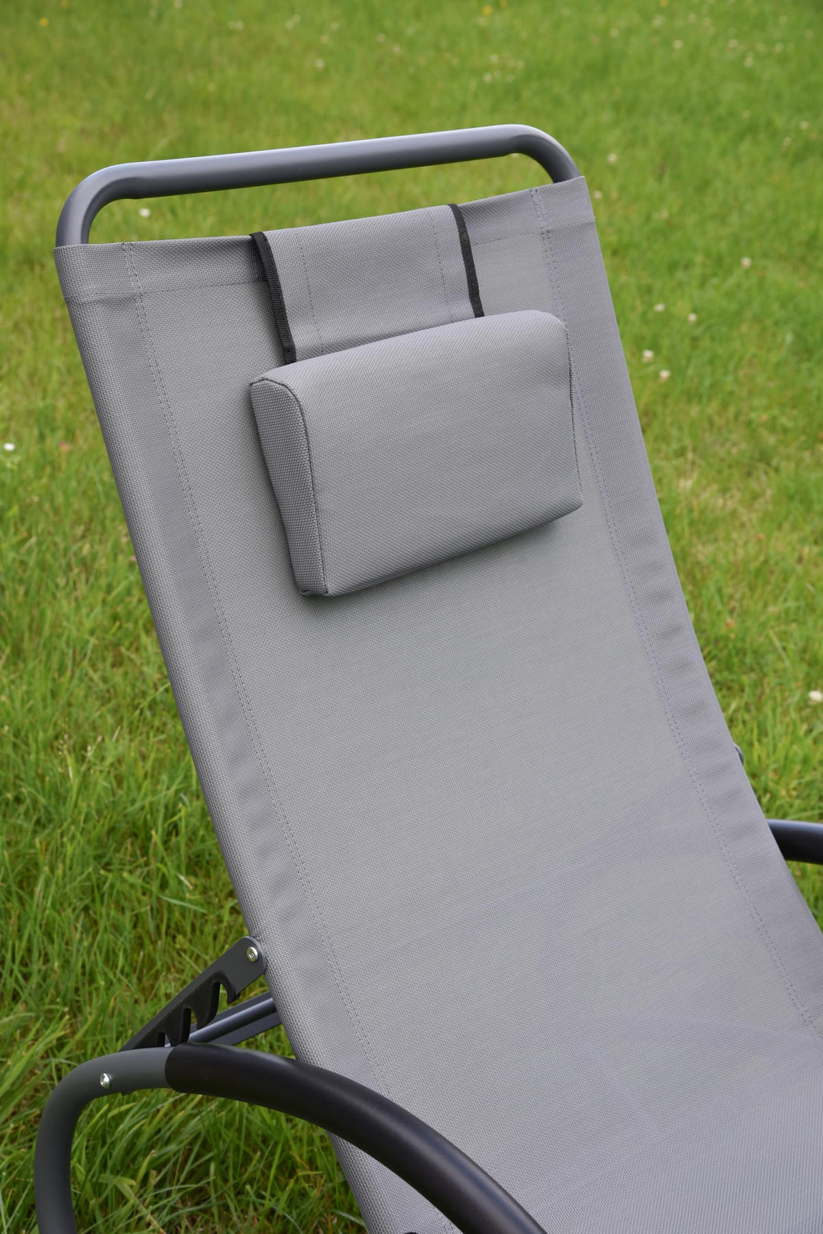 SCHAUKELLIEGE Lucia Stahl Grau Stahl Sonnenliege Relaxliege Gartenliege - Grau, Metall (63/106/177cm) - DELUKE