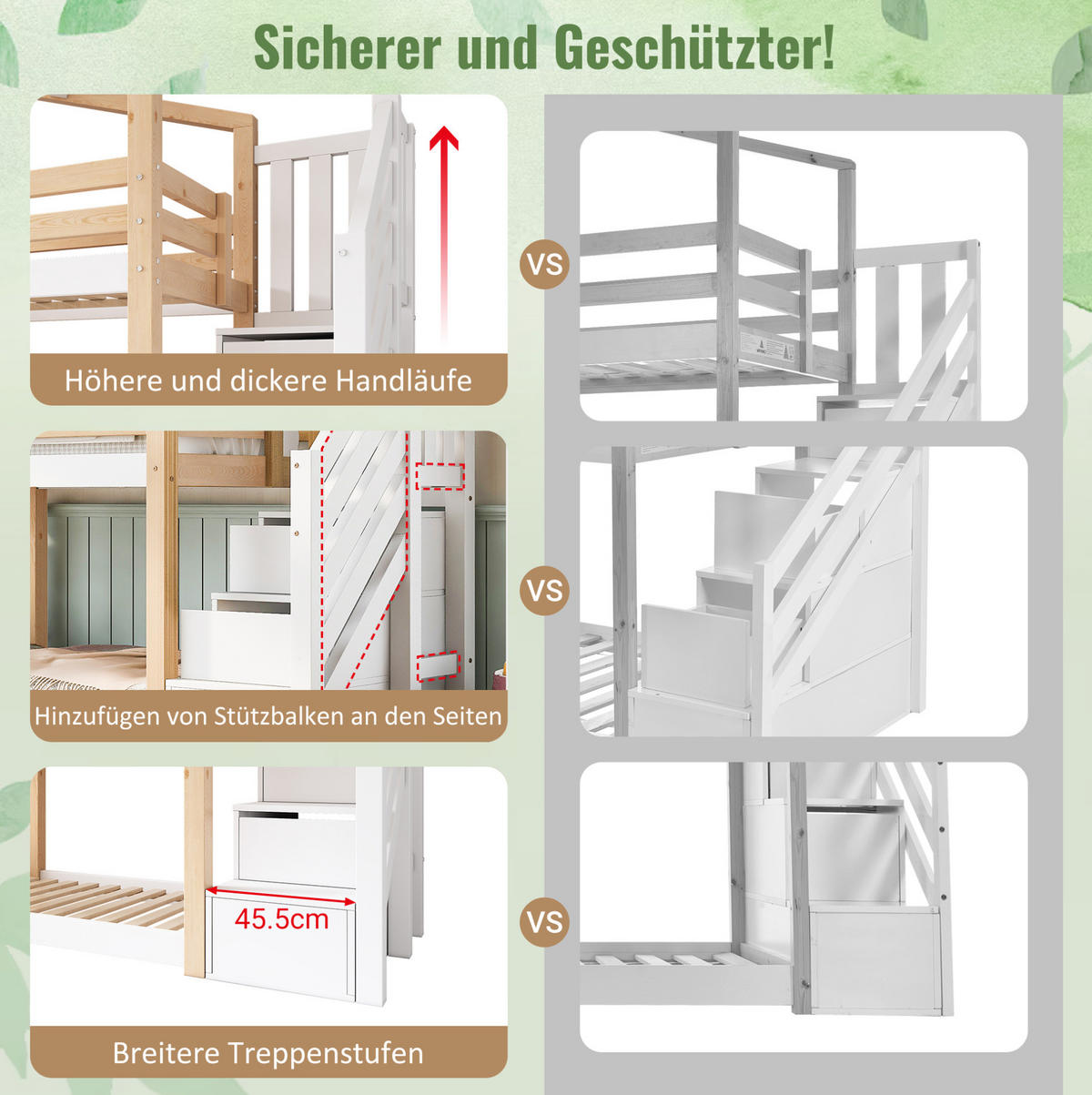 HAUSBETT 90/200 cm Natur & Weiß aus Kiefer-Massivholz und MDF mit Stauraum - Naturfarben, Holzwerkstoff (90/200cm) - OKMYHOME