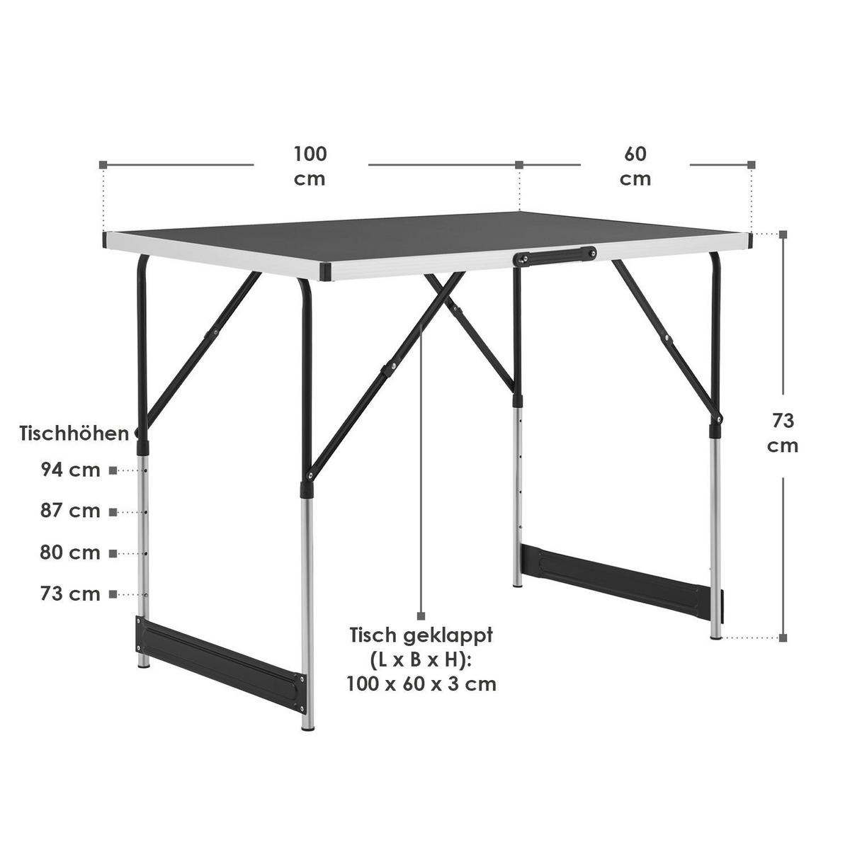 MULTIFUNKTIONSTISCH höhenverstellbar 3er-Set - Schwarz, Holz (100/60/73cm) - Juskys