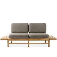 GARTENSOFA ATREDA 2-Sitzer, mit beideseitig Ablagen - Grau, Holz/Textil (190/74/80cm) - KONSIMO®