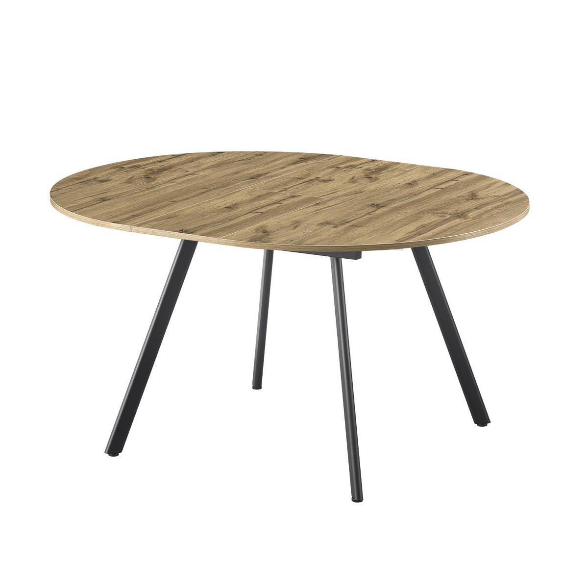 ESSTISCH TILL 120-150/120/76 cm Rund Eiche - Eichefarben/Schwarz, Holzwerkstoff (120/120/76cm) - B&D Home