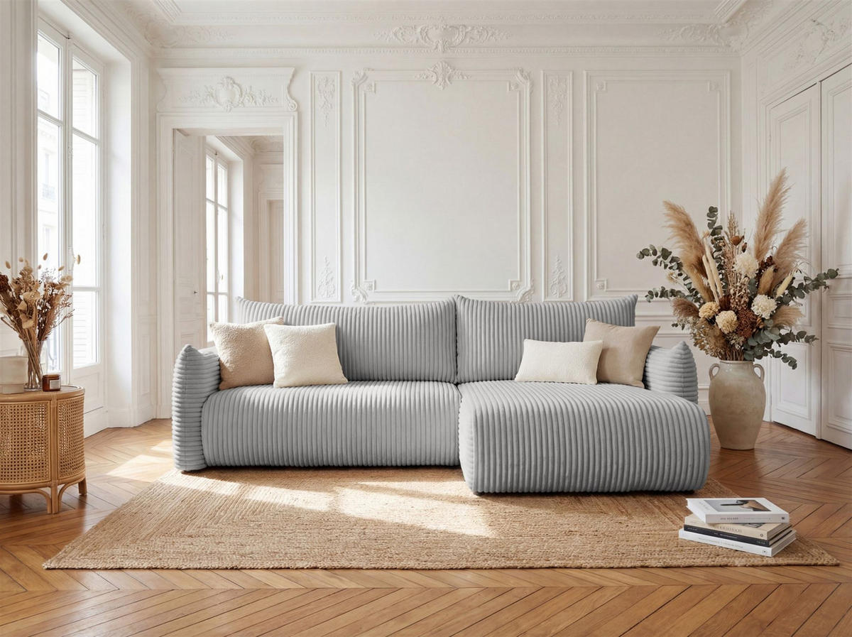 ECKSOFA Mailand Mit Schlaffunktion - Grau, Holzwerkstoff/Textil (260/154cm) - Fun Möbel