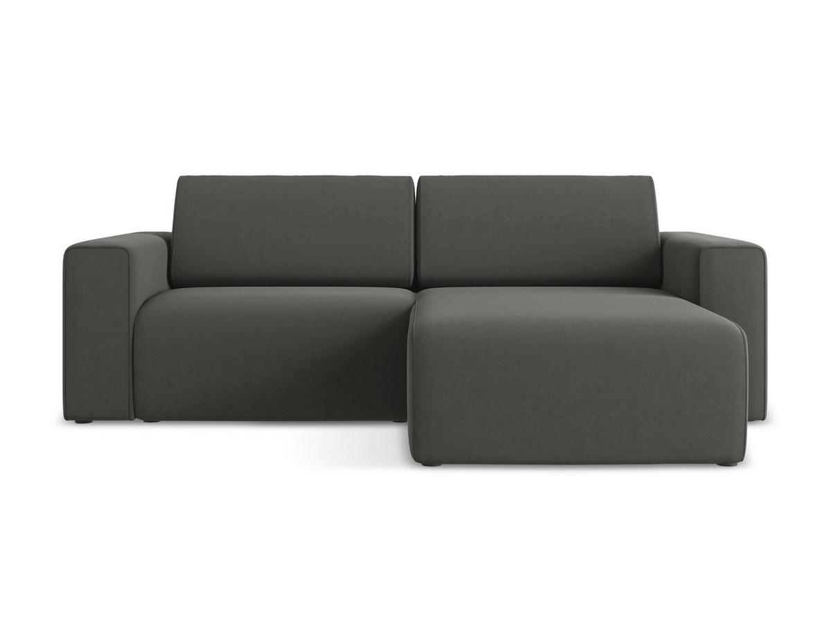 ECKSOFA Rechts Samt Stoff Grau - Dunkelgrau/Schwarz, Kunststoff/Textil (224/167cm) - Makamii