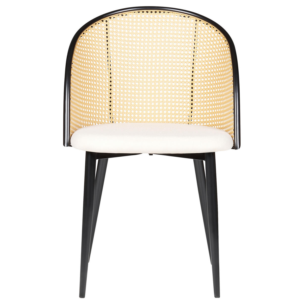ESSZIMMERSTUHL 2er-Set Metall schwarz/beige Cornell - Hellbraun/Beige, Metall (52/83/46cm) - Beliani