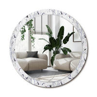 SPIEGEL Rund Ø 100 cm mit Aufdruck - Blau/Weiß, Glas (100/100/0.4cm) - Wallfluent