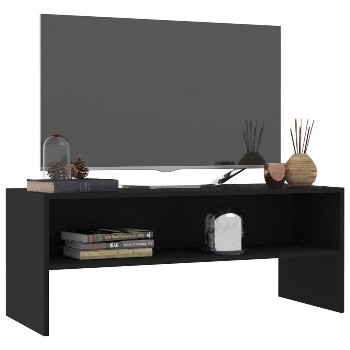 LOWBOARD mit 1 offenen Fach 100/40/40 cm aus Holzwerkstoff in Schwarz - Schwarz, Holz (100/40/40cm) - vidaXL