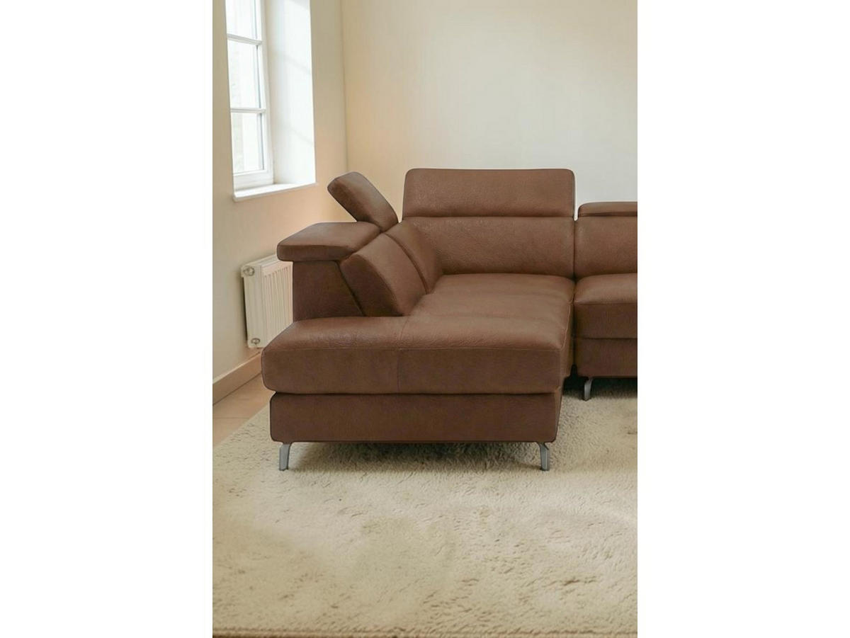 ECKSOFA Ambassador Echtleder Cognacbraun - Cognac, Leder/Metall (224/272cm)