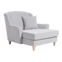 SESSEL XXL Karil Bezug Veloursstoff Buche natur / silber - Grau, Kunststoff (142/107/136cm) - 58aufmkessel