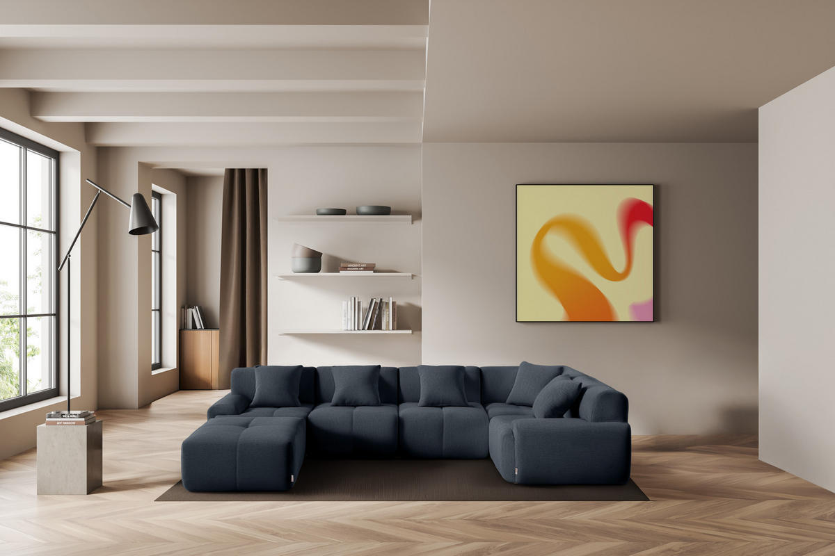 WOHNLANDSCHAFT Chenille Blaugrau - Blaugrau, Textil (345/73/190cm) - MILYsofa