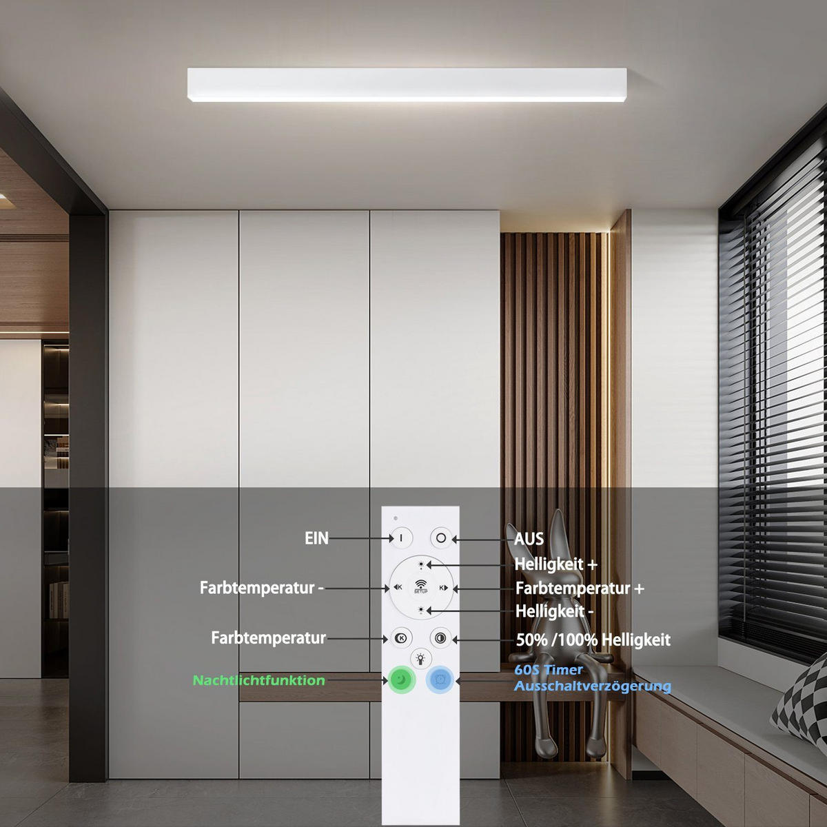 LED-DECKENLEUCHTE Werner 80/3.5/5.5 cm - Weiß, Metall (80/3.5/5.5cm) - Nettlife