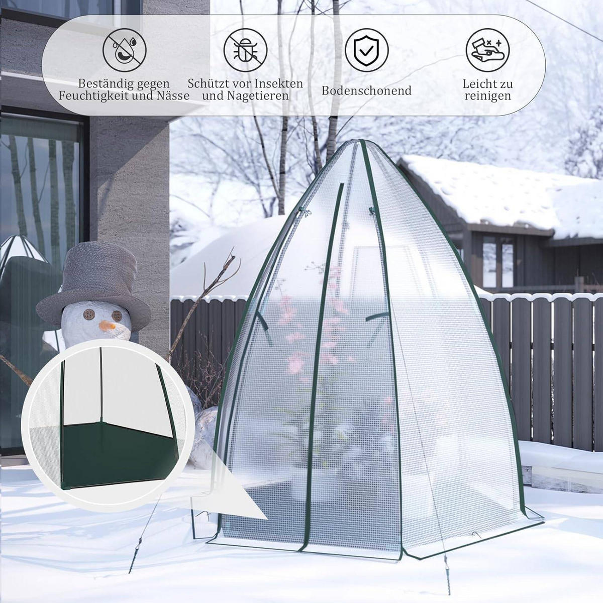 FOLIENGEWÄCHSHAUS,PE transluzenter Kälteschutz,160x180 cm - Weiß, Textil/Metall (160/180/160cm) - Woltu