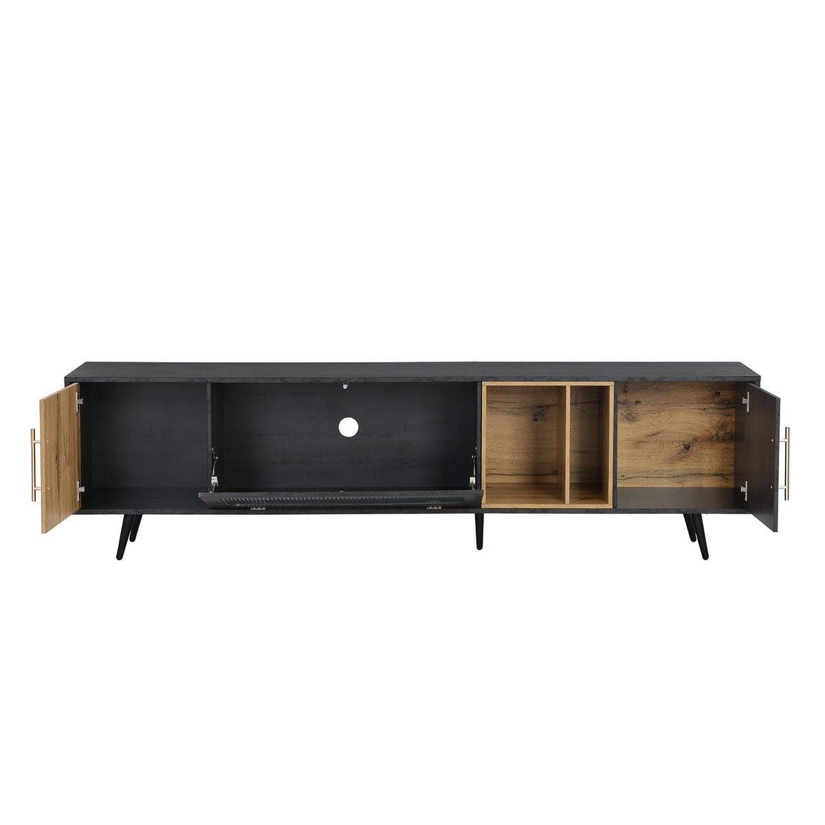 TV-MÖBEL Schwarz und Grau 200/40/55,5 cm - Schwarz, Holz (40/55.5/200cm) - Urban Meuble