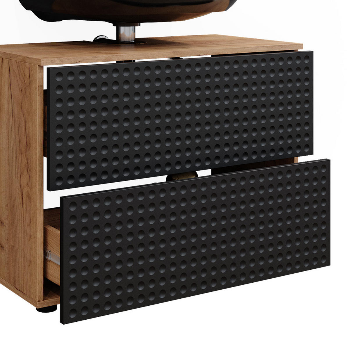 BADMÖBEL-SET Irma Anthrazit gepunktet 5 Teile - Honigeiche/Anthrazit, Holzwerkstoff (80/58.6/41cm) - Vicco