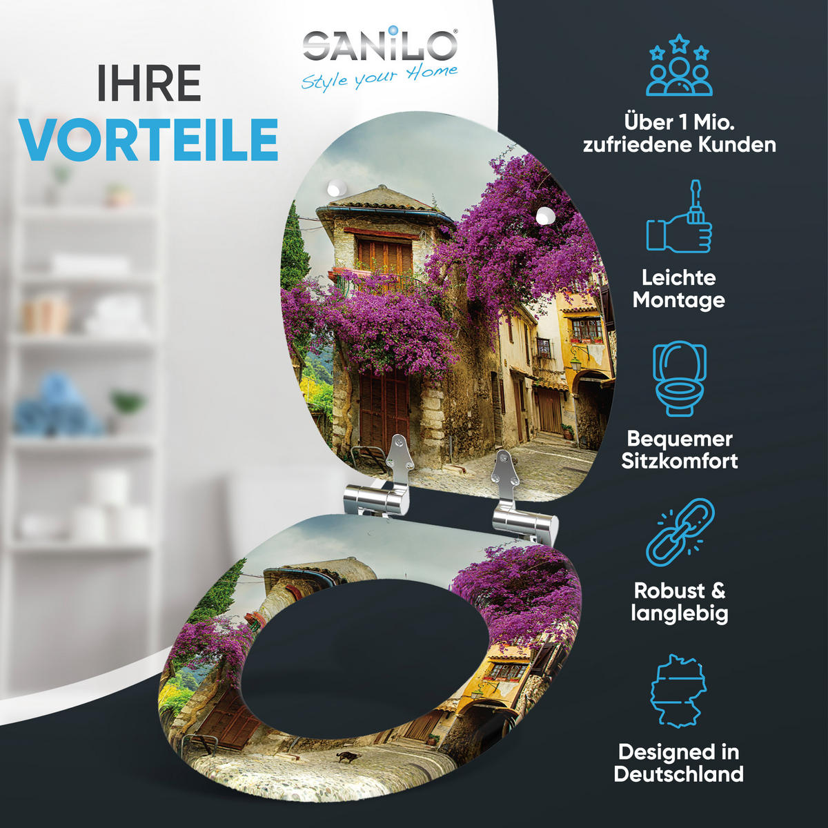 WC-SITZ mit Absenkautomatik Toskana - Violett, Holzwerkstoff (38/6/47cm) - Sanilo