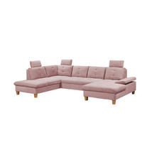 WOHNLANDSCHAFT mit Schlaffunktion und Bettkasten, Cord - Birkefarben/Rosa, Textil (324/107/225cm) - ed exciting design