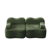 SOFA 192/98/70 cm in Grün aus Samt, modular und ohne Aufbau - Grün, Textil (98/70/192cm) - Flora Grace