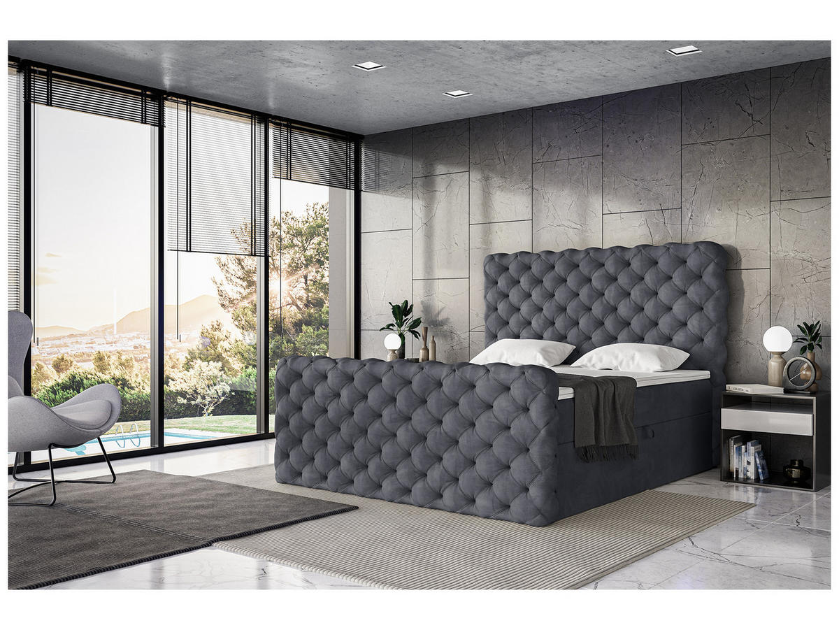 BOXBETT Duke - Dunkelgrau/Schwarz, Holzwerkstoff/Textil (120/200cm) - Meblini