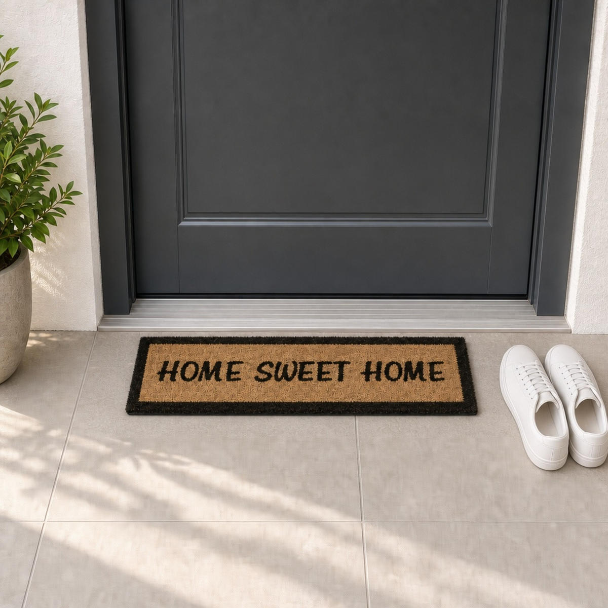 ROHOŽKA Přírodní kokos nápis Home Sweet Home 75x25 cm - světle hnědá, textil/plast (75/25cm) - Relaxdays